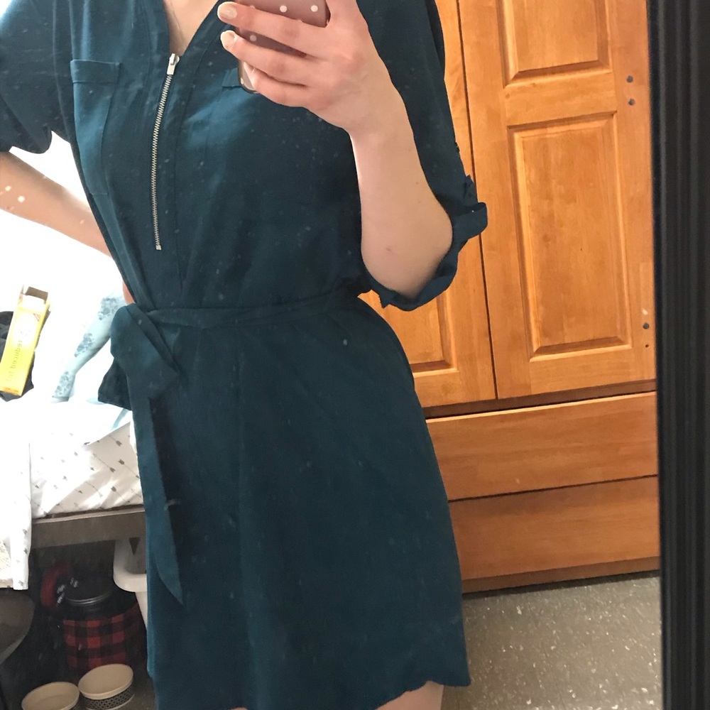 Express teal shirt dress